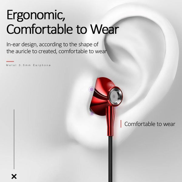 Planet Gates Black USAMS Metal 3.5mm in-ear Earphones Hifi Wired headset with Microphone 4D Stereo inear 3.5mm earphone for iphone samsung xiaomi