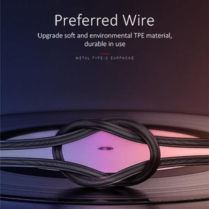 Planet Gates Black USAMS Metal Type C in-ear Earphone high quality Hifi Stereo headset Microphone Wired inear earphone type c for Samsung Huawei LG