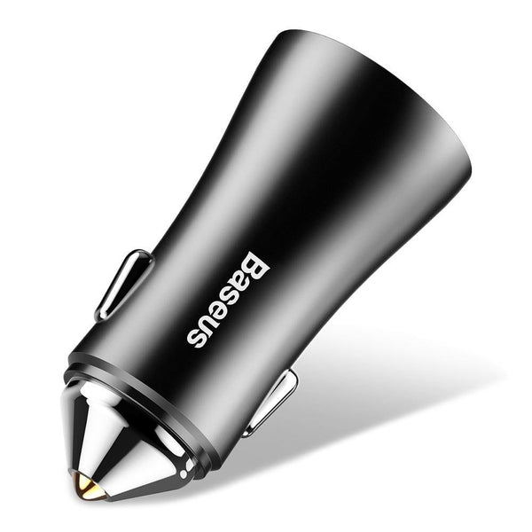 Planet Gates Black USB Car Charger for iPhone Samsung Xiaomi 2.4A Dual USB Fast Charge Adapter Mini Metal USB Car-Charger for Mobile Phone