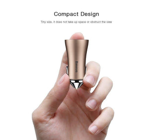 Planet Gates Black USB Car Charger for iPhone Samsung Xiaomi 2.4A Dual USB Fast Charge Adapter Mini Metal USB Car-Charger for Mobile Phone