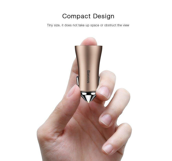 Planet Gates Black USB Car Charger for iPhone Samsung Xiaomi 2.4A Dual USB Fast Charge Adapter Mini Metal USB Car-Charger for Mobile Phone