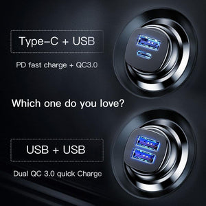 Planet Gates Black USB Type C Baseus 30W Dual USB C PD Quick Charge QC 4.0 Car Charger For Mobile Phone Charger Fast USB PD Type C AFC SCP Car Phone Charger