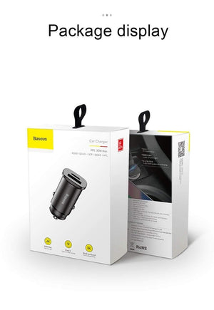 Planet Gates Black USB Type C Baseus 30W Dual USB C PD Quick Charge QC 4.0 Car Charger For Mobile Phone Charger Fast USB PD Type C AFC SCP Car Phone Charger
