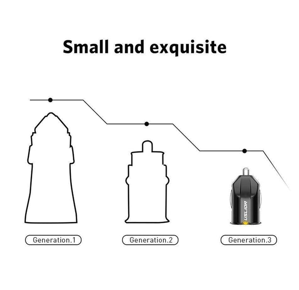 Planet Gates Black USLION 2.1A Mini USB Car Charger Adapter Car Charger Mobile Phone Dual USB Car-charger Auto Charge 2 port for iPhone Samsung