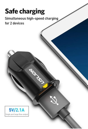 Planet Gates Black USLION 2.1A Mini USB Car Charger Adapter Car Charger Mobile Phone Dual USB Car-charger Auto Charge 2 port for iPhone Samsung