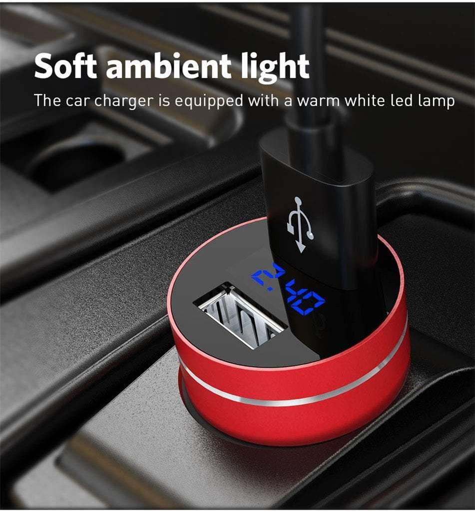 Planet Gates USLION 2.4A Dual USB Car Charger For Mobile Phone Tablet GPS LED Display Charger USB Car Phone Charger Adapter in Car Charge