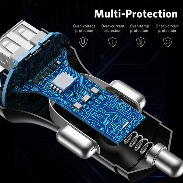 Planet Gates Black USLION 2.4A Dual USB Car Charger For Mobile Phone Tablet GPS LED Display Charger USB Car Phone Charger Adapter in Car Charge