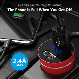 Planet Gates Black USLION 2.4A Dual USB Car Charger For Mobile Phone Tablet GPS LED Display Charger USB Car Phone Charger Adapter in Car Charge