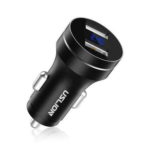 Planet Gates Black USLION 2.4A Dual USB Car Charger For Mobile Phone Tablet GPS LED Display Charger USB Car Phone Charger Adapter in Car Charge