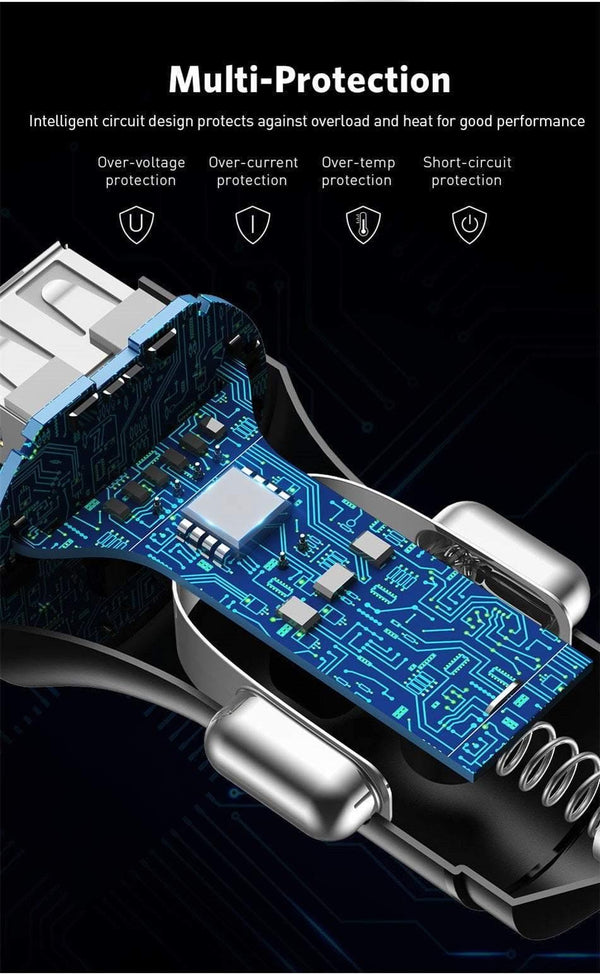 Planet Gates Black USLION 2.4A Dual USB Car Charger For Mobile Phone Tablet GPS LED Display Charger USB Car Phone Charger Adapter in Car Charge