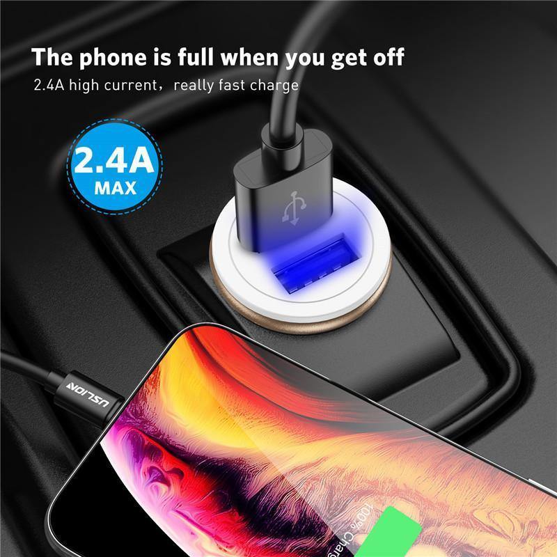Planet Gates Black USLION Dual USB Car Charger Mini Car Phone Charger 2.4A Charging 2 USB Port Car-Charger for iPhone XS MAX XR X 8 Samsung Xiaomi