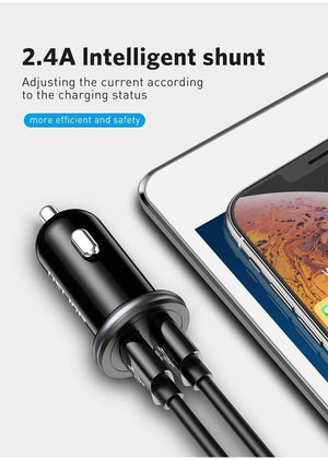 Planet Gates Black USLION Dual USB Car Charger Mini Car Phone Charger 2.4A Charging 2 USB Port Car-Charger for iPhone XS MAX XR X 8 Samsung Xiaomi