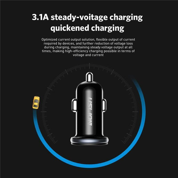 Planet Gates Black USLION Dual USB Car Charger Mini Car Phone Charger 2.4A Charging 2 USB Port Car-Charger for iPhone XS MAX XR X 8 Samsung Xiaomi