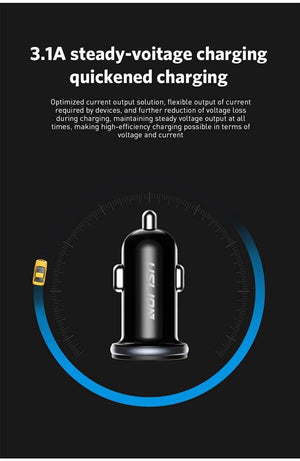Planet Gates Black USLION Dual USB Car Charger Mini Car Phone Charger 2.4A Charging 2 USB Port Car-Charger for iPhone XS MAX XR X 8 Samsung Xiaomi
