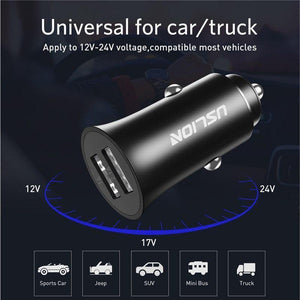 Planet Gates Black USLION USB Car Charger For iPhone 7 8 XS MAX XR Mini Dual USB Fast Car Charging Mobile Phone Charger Adapter for Samsung Xiaomi