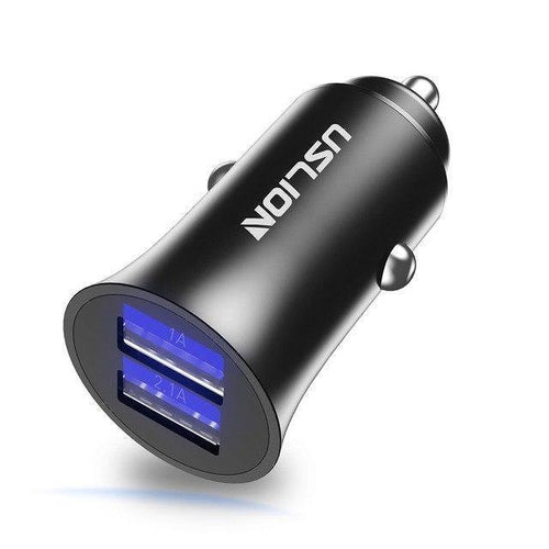 Planet Gates Black USLION USB Car Charger For iPhone 7 8 XS MAX XR Mini Dual USB Fast Car Charging Mobile Phone Charger Adapter for Samsung Xiaomi