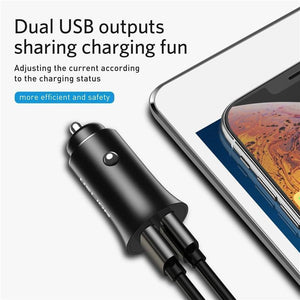 Planet Gates Black USLION USB Car Charger For iPhone 7 8 XS MAX XR Mini Dual USB Fast Car Charging Mobile Phone Charger Adapter for Samsung Xiaomi