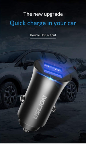 Planet Gates Black USLION USB Car Charger For iPhone 7 8 XS MAX XR Mini Dual USB Fast Car Charging Mobile Phone Charger Adapter for Samsung Xiaomi