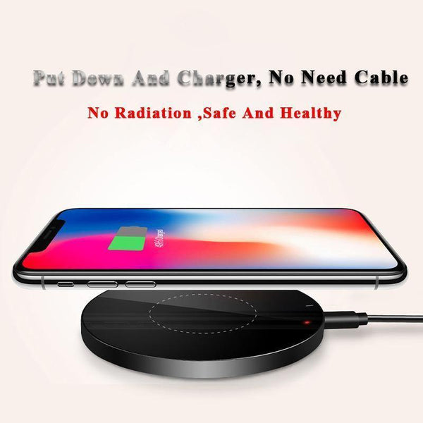 Planet Gates Black USLION Wireless Charging Pad For iPhone X 8 QI Fast Wireless Charger Phone Desktop Charger For Samsung Note 8 S8 S7 S6 Edge