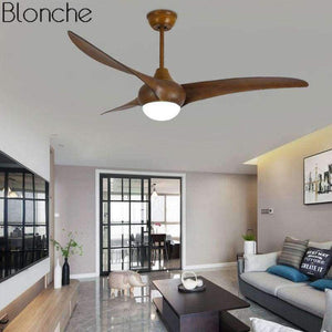 Planet Gates Black Vintage 42inch LED Ceiling Fan with Lights Remote Control for Living Room Bedroom Home Industrial Wooden Ceiling Fan Lamp 220V