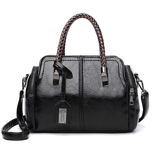 Vintage Boston Oil Wax Leather Luxury Handbags Women Bags Designer Hand bags Women Shoulder