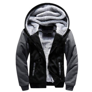 Planet Gates black W11 USA SIZE / S Men Hoodies Casual Wool Winter Thickened Warm Coat Male Velvet Male Sweatshirts Coat Zipper Cardigan