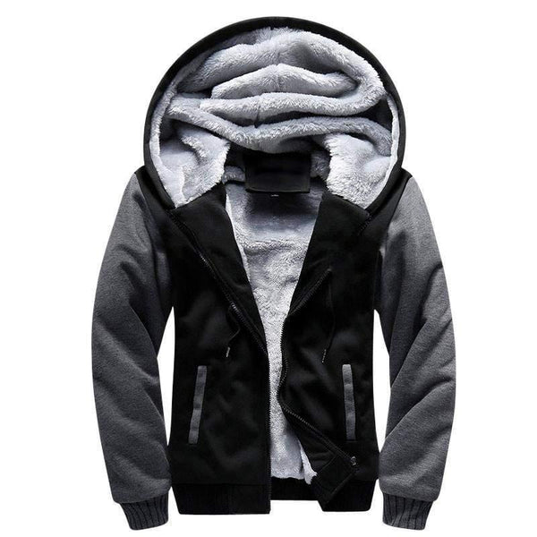 Planet Gates black W11 USA SIZE / S Men Hoodies Casual Wool Winter Thickened Warm Coat Male Velvet Male Sweatshirts Coat Zipper Cardigan