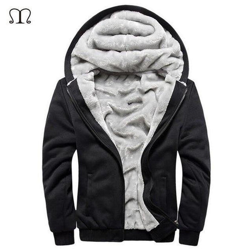 Planet Gates black W11 USA SIZE / S Men Hoodies Casual Wool Winter Thickened Warm Coat Male Velvet Male Sweatshirts Coat Zipper Cardigan