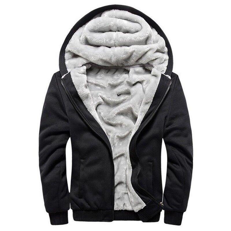 Planet Gates black W11 USA SIZE / S Men Hoodies Casual Wool Winter Thickened Warm Coat Male Velvet Male Sweatshirts Coat Zipper Cardigan