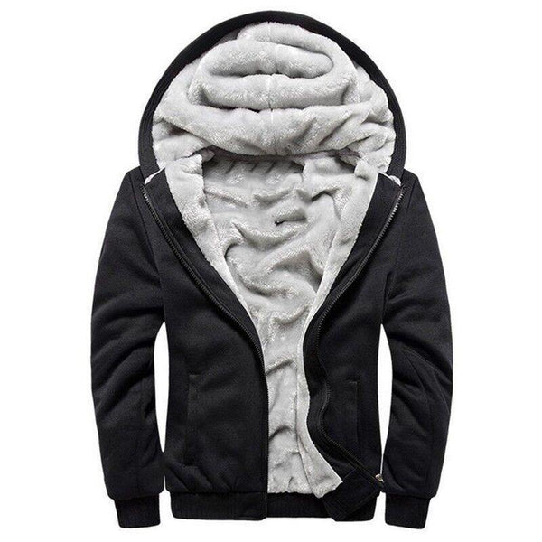 Planet Gates black W11 USA SIZE / S Men Hoodies Casual Wool Winter Thickened Warm Coat Male Velvet Male Sweatshirts Coat Zipper Cardigan