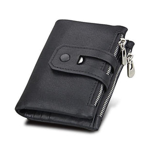 Planet Gates Black Wallet Women Genuine Leather Wallets Female Hasp Double Zipper Design Coin Purse ID Card Holder Unisex Slim Wallet