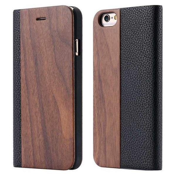 Planet Gates Black Walnut / For iphone X 10 Wood Case For iPhone 8 7 6S Plus Cases Genuine Bamboo Flip Leather Wallet Stand Coque For iPhone 6 6s XS Max X 10 Case