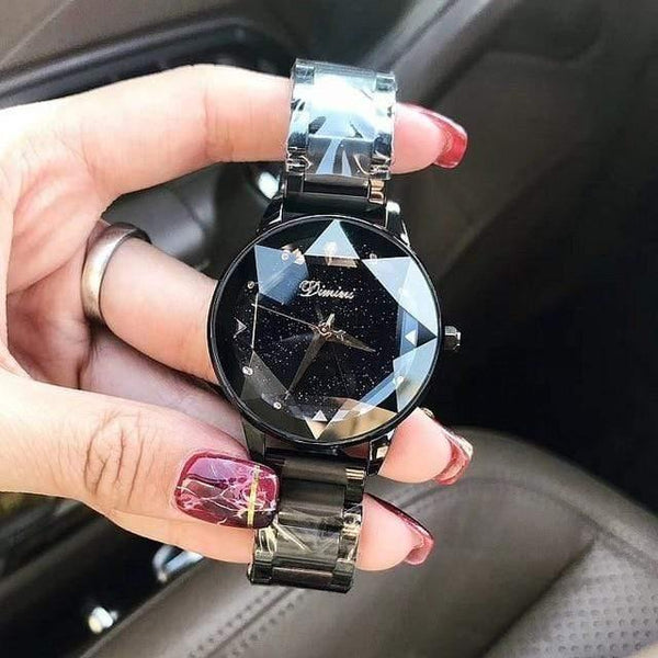 Planet Gates black Watch Women Dress Watch Fashion Rose Gold Quartz Watches Female Stainless Steel Wristwatches