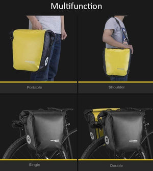 Planet Gates Black Waterproof Bicycle Bag 10-18L Portable Bike Bag Pannier Rear Rack Tail Seat Trunk Pack Cycling MTB Bag Bike Accessories