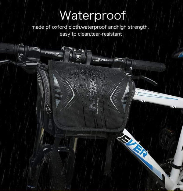 Planet Gates Black Waterproof Bike Bag Large Capacity Handlebar Front Tube Bag Bicycle Pocket Shoulder Backpack Cycling Bike Accessories