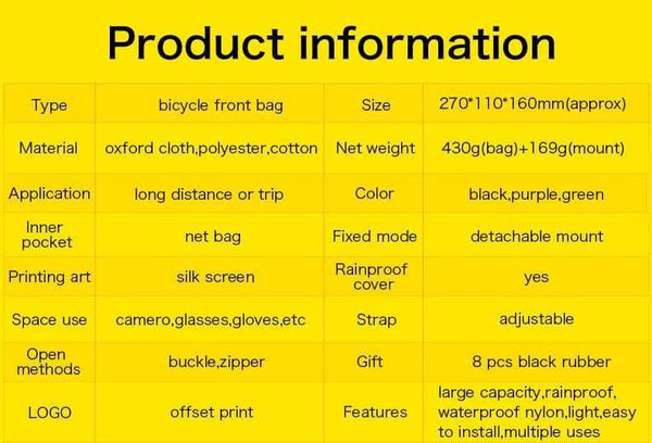 Planet Gates Black Waterproof Bike Bag Large Capacity Handlebar Front Tube Bag Bicycle Pocket Shoulder Backpack Cycling Bike Accessories