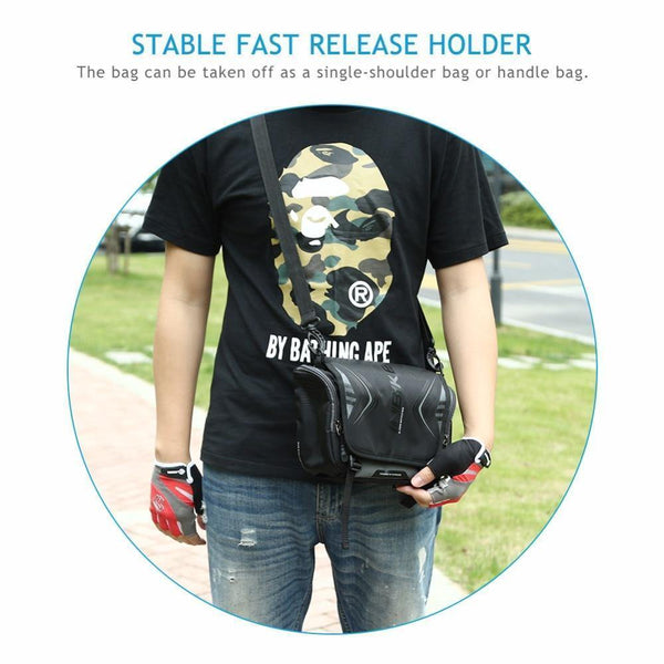Planet Gates Black Waterproof Bike Bag Large Capacity Handlebar Front Tube Bag Bicycle Pocket Shoulder Backpack Cycling Bike Accessories