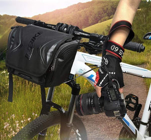 Planet Gates Black Waterproof Bike Bag Large Capacity Handlebar Front Tube Bag Bicycle Pocket Shoulder Backpack Cycling Bike Accessories