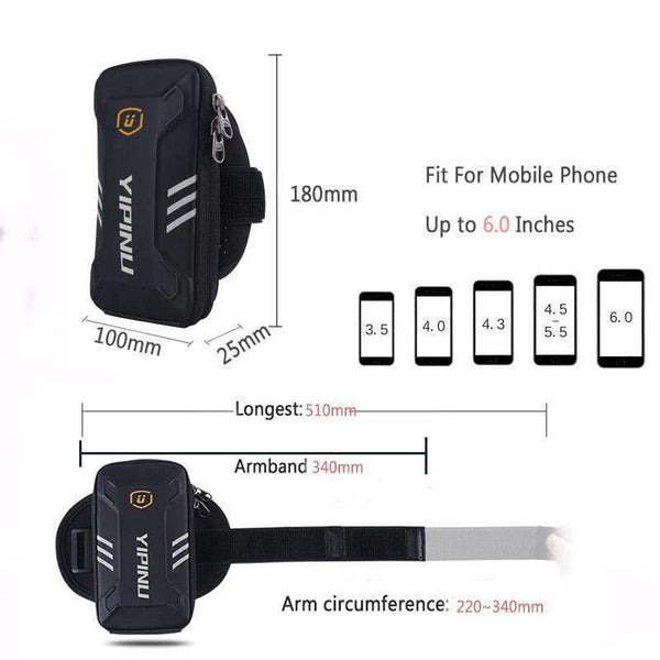 Planet Gates Black Waterproof Small Fitness Running Bag Wallet Jogging Phone Holder Purse Armband Gym Arm Bag Sports Accessories