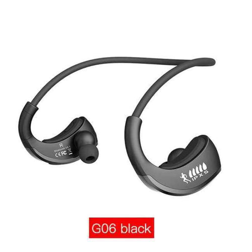 Planet Gates Black Waterproof Sport Wireless Earphones Bluetooth Earphone Headphone Stereo Audio Headset with Handsfree Mic for Running