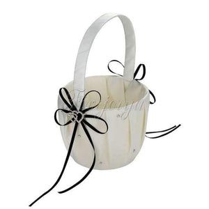 Planet Gates black Wedding Flower Basket Flower Girl Basket Wedding Accessories Rhinestone Buckle Double Heart Wedding Decoration