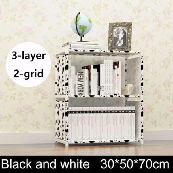 Planet Gates black white 2 grids Multilayer Bookshelf non-woven bookcase Organizer storage Shelf simple floor rack Home decoracion Living Room Furniture