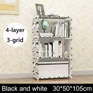 Planet Gates black white 3 grids Multilayer Bookshelf non-woven bookcase Organizer storage Shelf simple floor rack Home decoracion Living Room Furniture