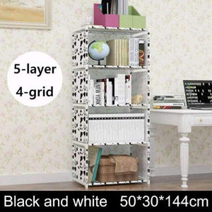 Planet Gates black white 4 grids Multilayer Bookshelf non-woven bookcase Organizer storage Shelf simple floor rack Home decoracion Living Room Furniture