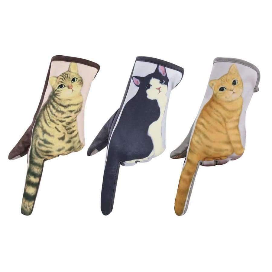 Planet Gates Black White Hot Cat Printed Winter Suede Leather Gloves Luvas De Inverno Men Women Touch Screen Gloves Guantes Mujer Lady Touchscreen Gloves