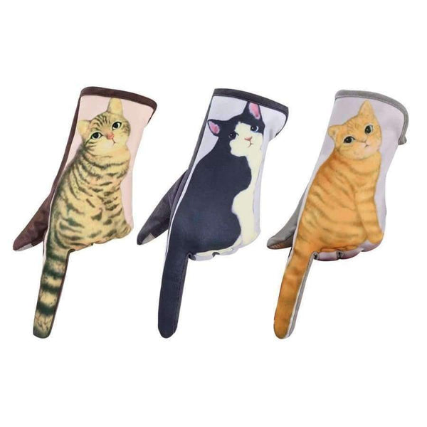 Planet Gates Black White Hot Cat Printed Winter Suede Leather Gloves Luvas De Inverno Men Women Touch Screen Gloves Guantes Mujer Lady Touchscreen Gloves