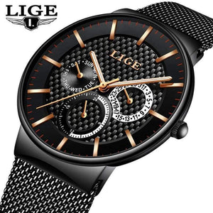 Planet Gates black white Mens Watches Fashion Top Brand Luxury Quartz Watch Men Casual Slim Mesh Steel Date Waterproof Sport Watch Relogio Masculino