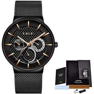 Planet Gates black white Mens Watches Fashion Top Brand Luxury Quartz Watch Men Casual Slim Mesh Steel Date Waterproof Sport Watch Relogio Masculino