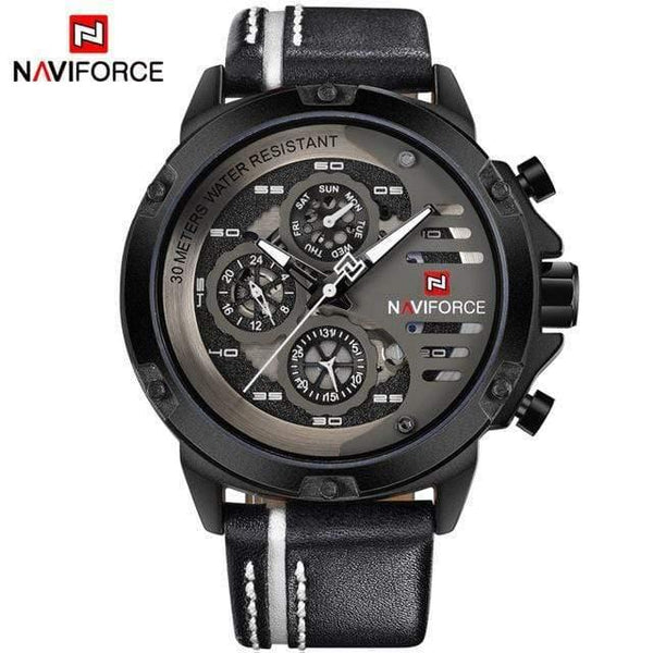 Planet Gates Black White Mens Watches Top Brand Luxury 3Bar Waterproof Date Quartz Watch Man Leather Sport Wrist Watch Men Waterproof Clock