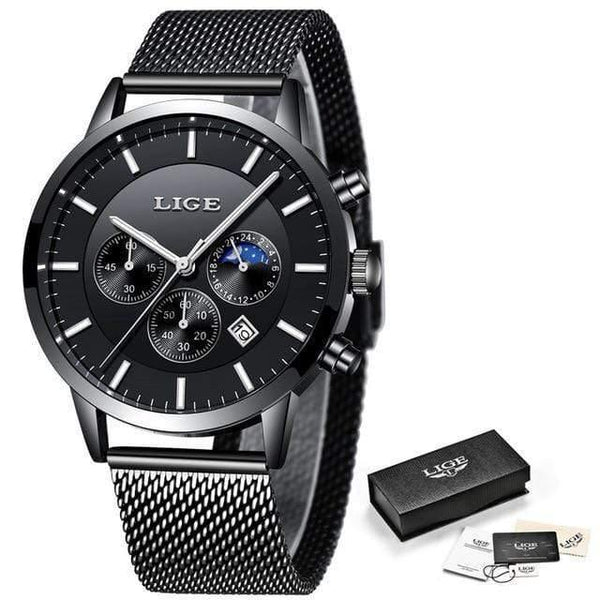 Planet Gates Black white Mens Watches Top Brand Luxury Men's Fashion Business Watch Men Casual Waterproof Quartz Wristwatch